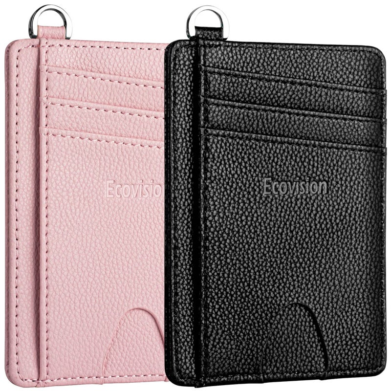 EcoVision Slim Minimalist Front Pocket Wallet, RFID Blocking Credit Card Holder Wallet with Detachable D-Shackle for Men Women - Image 1